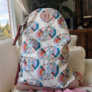Gucci Pink and White Logo Backpack